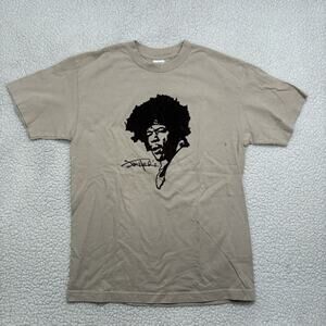 VTG Y2k‎ 2005 AAA Jimi Hendrix Velvet Portrait Tan Band Tee T-Shirt Mens M